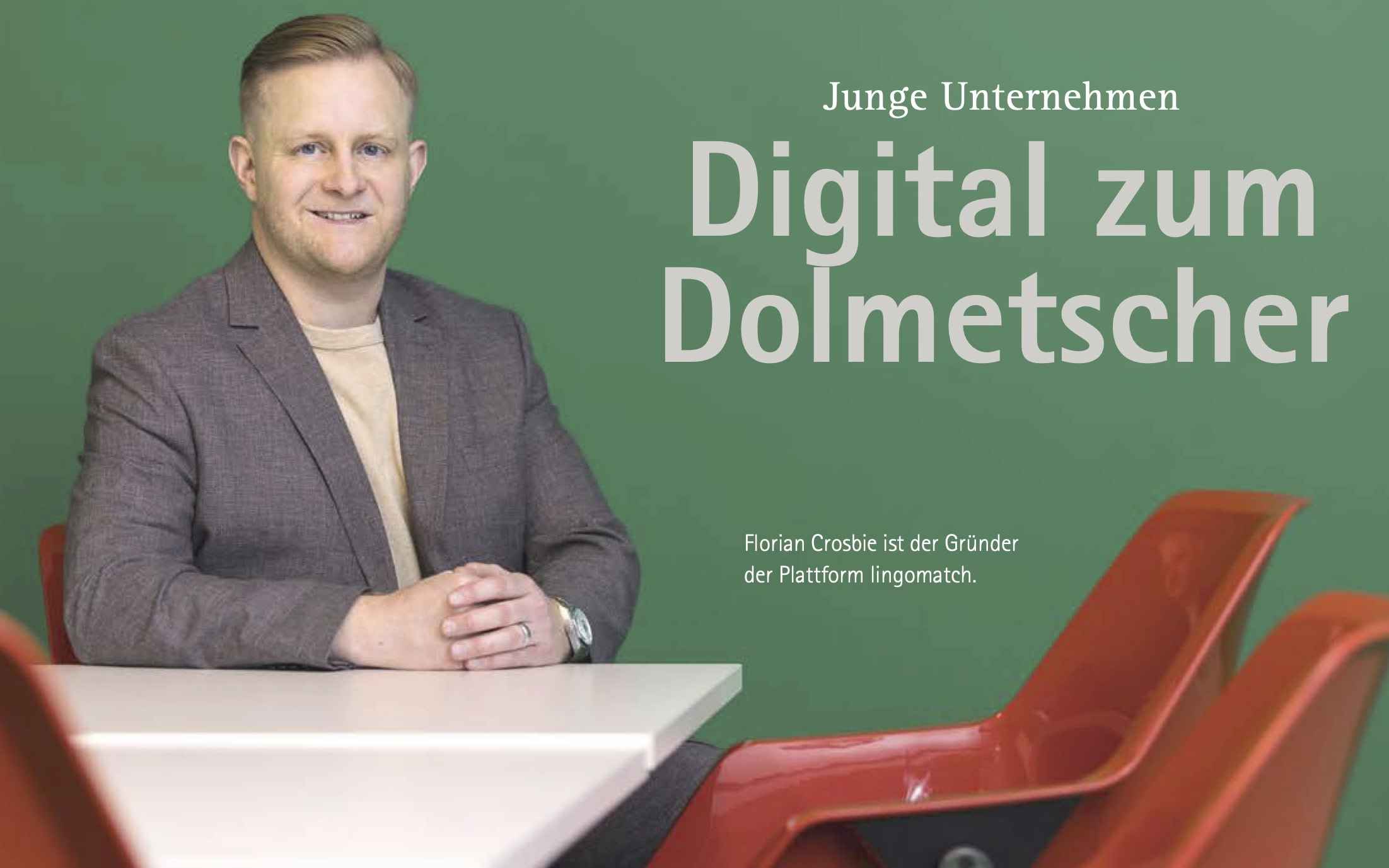 Florian Crosbie, Gründer von lingomatch, im Beitrag der saarwirtschaft 08-09|2026